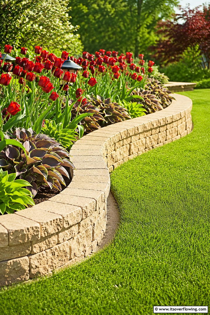 Curved Stone Borders - 30 Stone Garden Ideas for Natural Outdoor Landscaping Designs