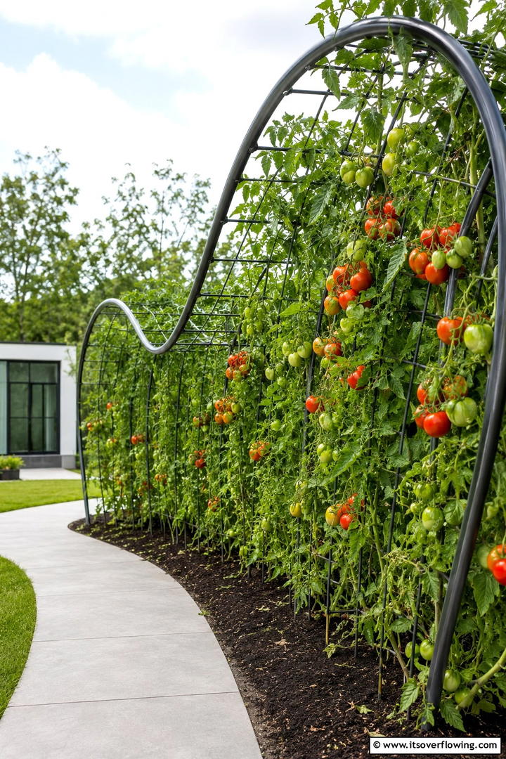 Curved Vine Trellis - 30 Tomato Trellis Ideas for Healthy & Space-Saving Gardens