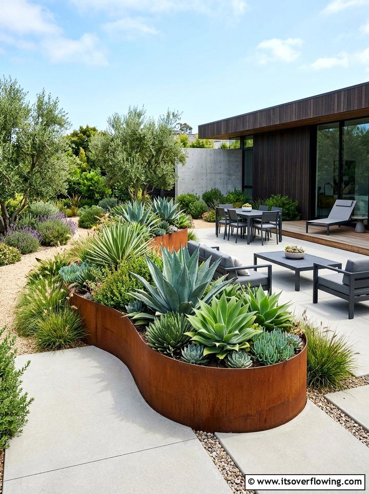 Curved modern planter - 25 garden design ideas with curves