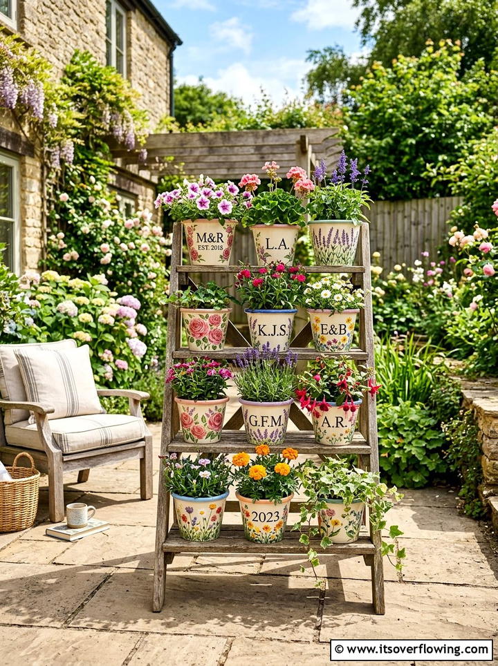 Custom ceramic flower pots - 25 backyard decorating ideas with personalized decor