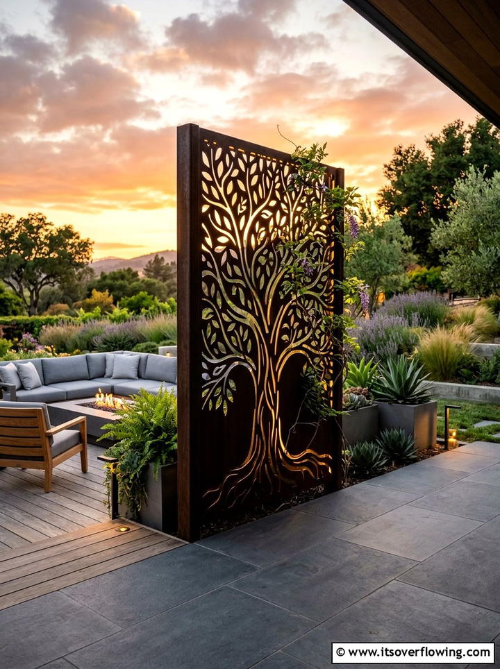 Custom laser cut trellis - 25 backyard ideas with trellis fence
