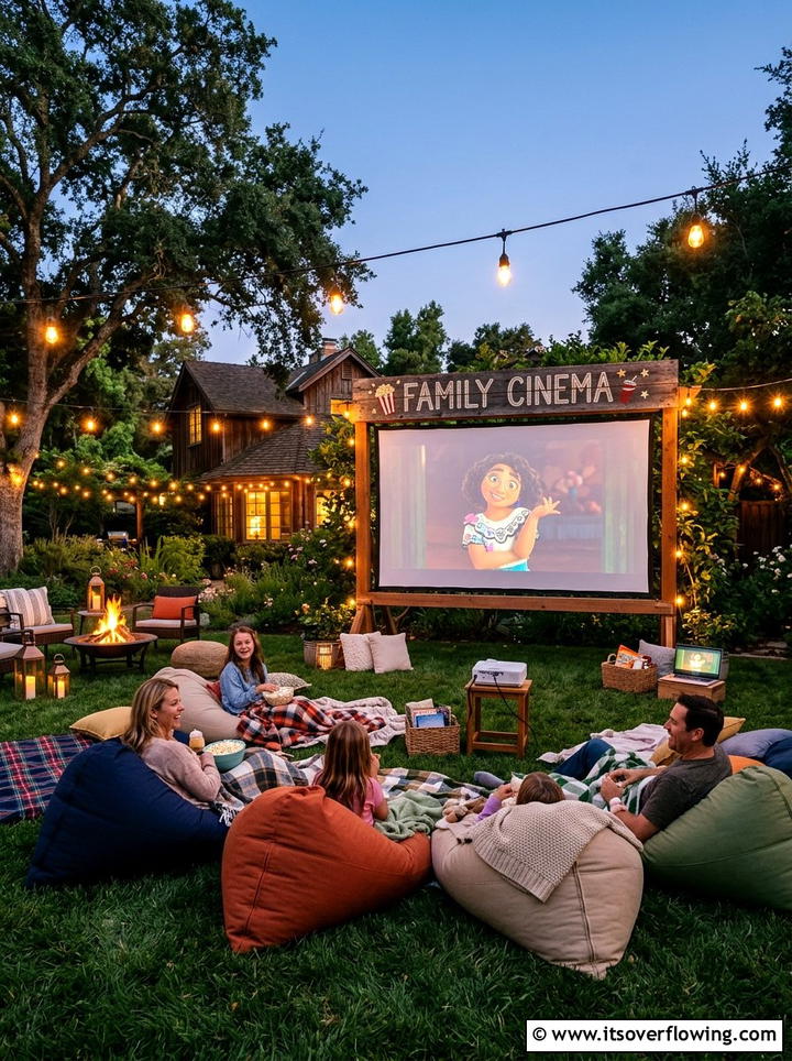 Custom outdoor movie screen setup - 25 backyard decorating ideas with personalized decor