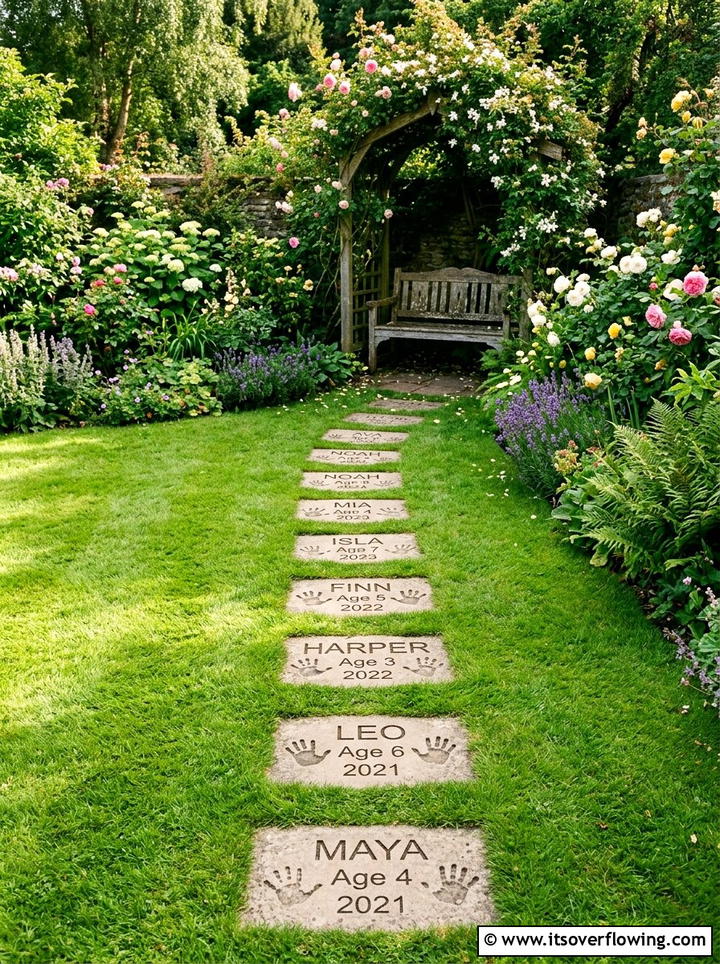 Custom stepping stones - 25 backyard decorating ideas with personalized decor