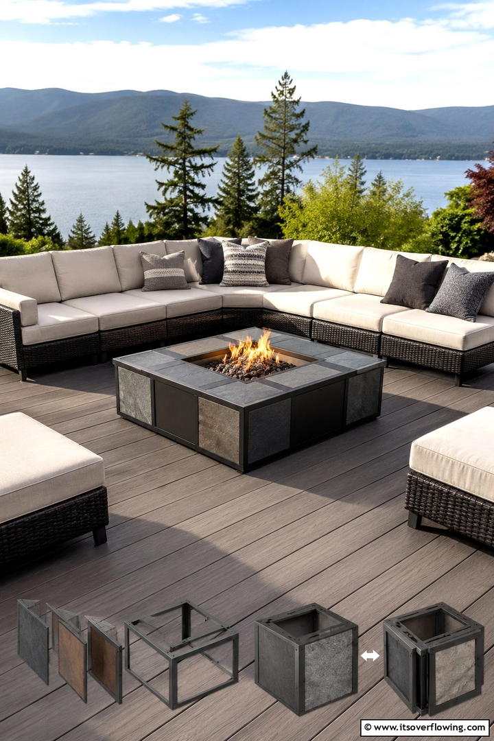 Customizable Modular Square Fire Pit - 30 Square Fire Pit Ideas for Modern Outdoor Gathering Spaces