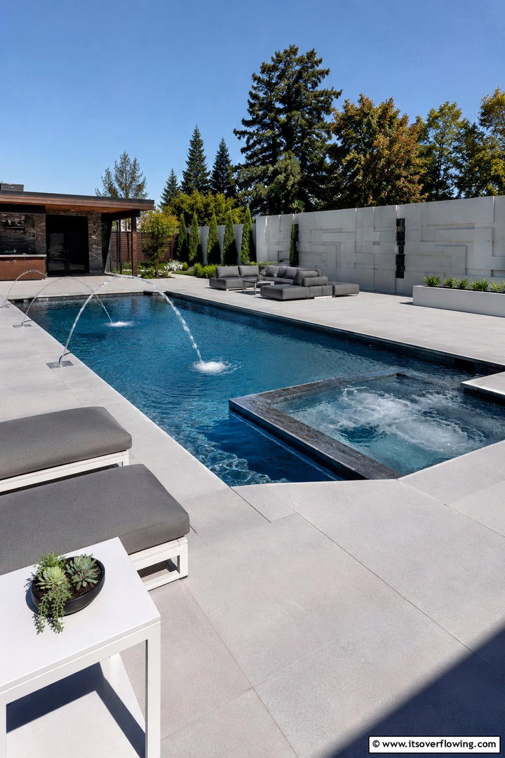 Customizable Water Experience - 30 Rectangle Pool With Hot Tub Designs for Luxury Backyards