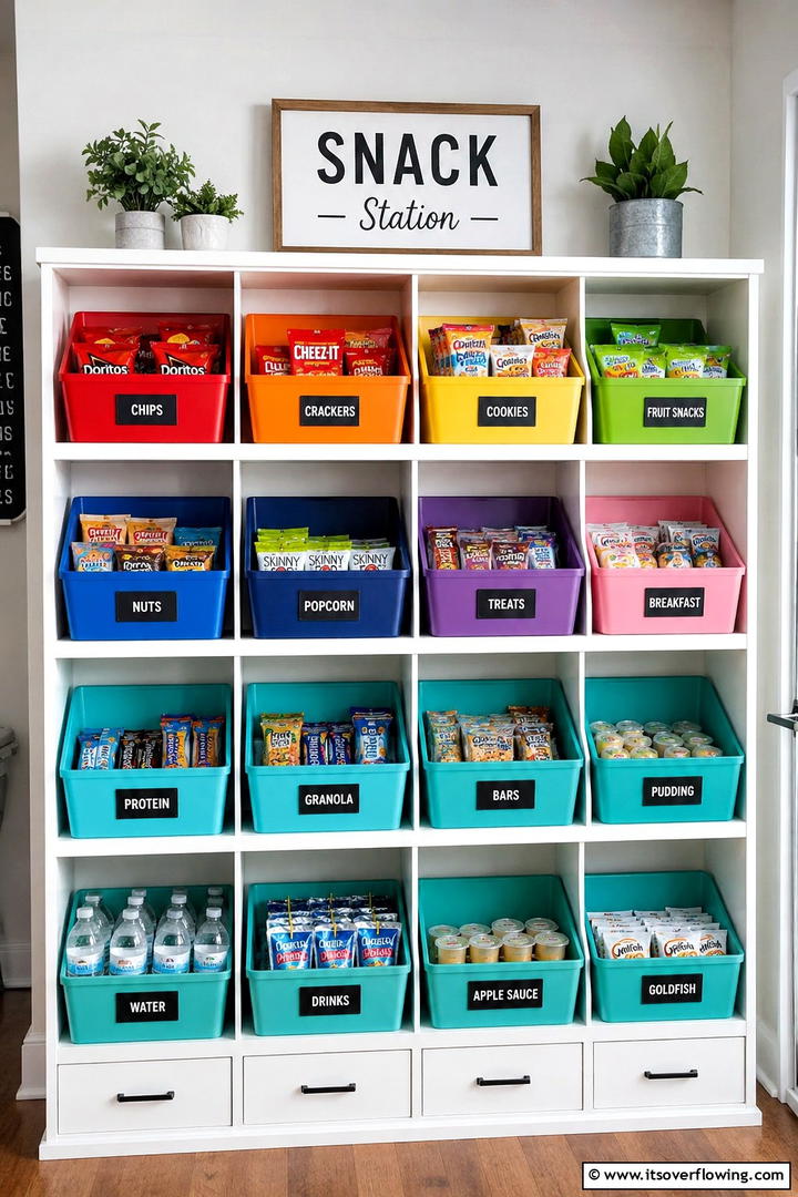 Customized Snack Bins - 30 Snack Storage Ideas for Organized Kitchen Pantries