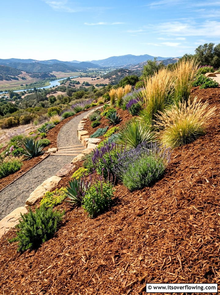 Cypress Mulch Slope - 25 cheap garden ideas with mulch