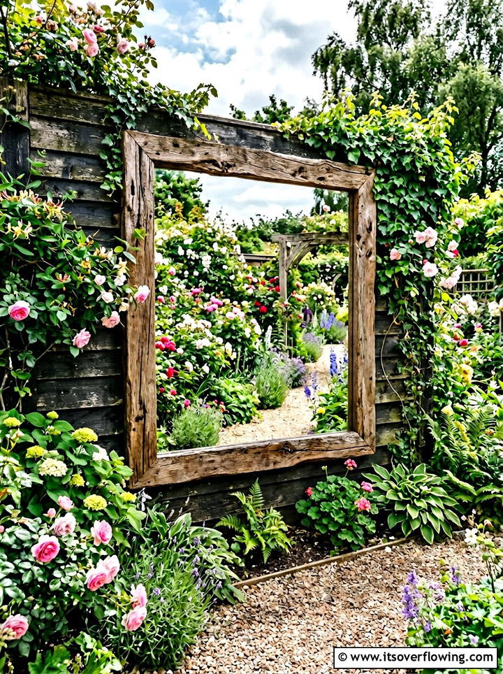 DIY Garden Mirror Frame - 25 upcycled garden ideas with reclaimed wood