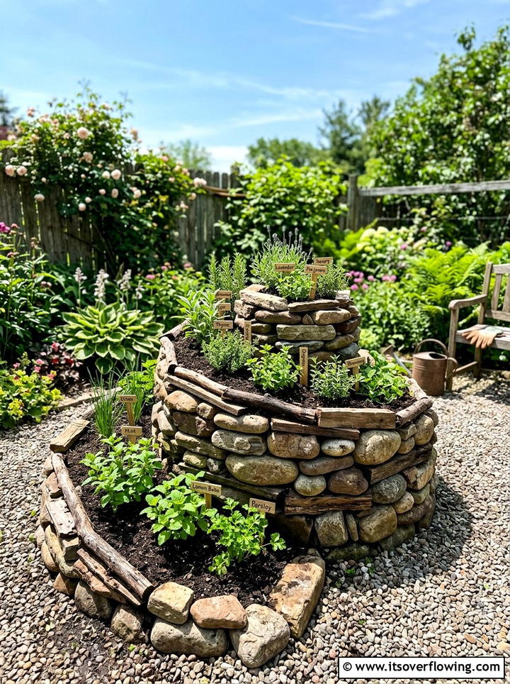 DIY Herb Spiral - 25 creative garden ideas with spiral herb beds