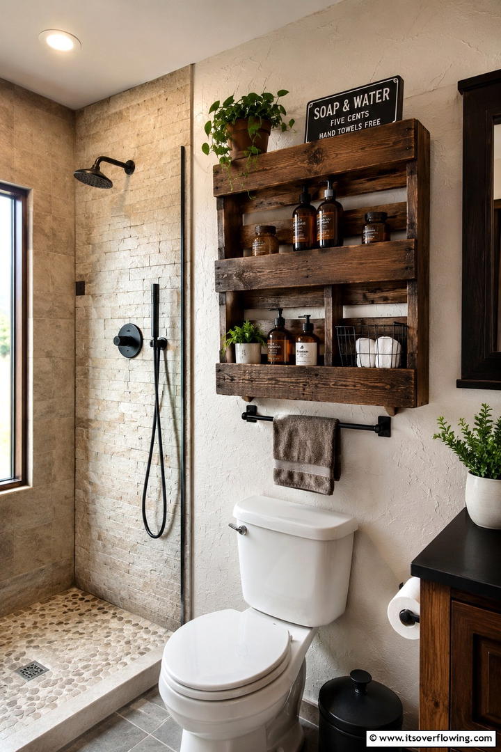 DIY Pallet Wood Storage for Rustic Charm - 30 Shower Storage Ideas to Declutter Your Bathroom