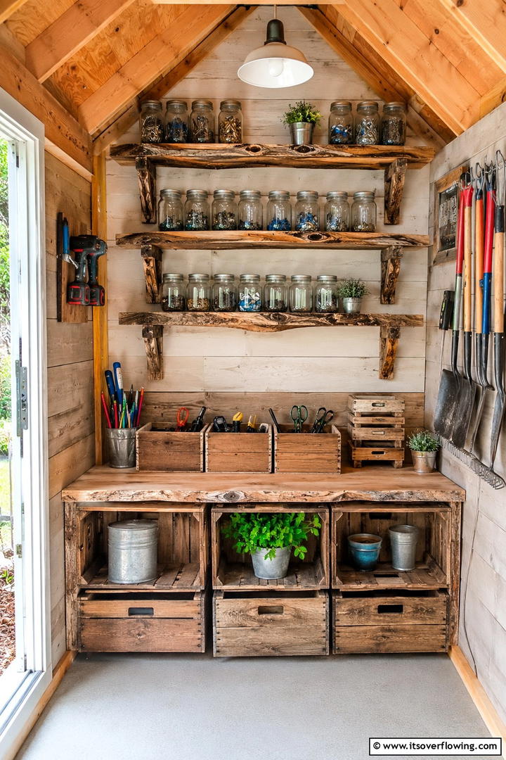 DIY Reclaimed Wood Shelves - 30 Shed Shelving Ideas for Optimal Storage Solutions