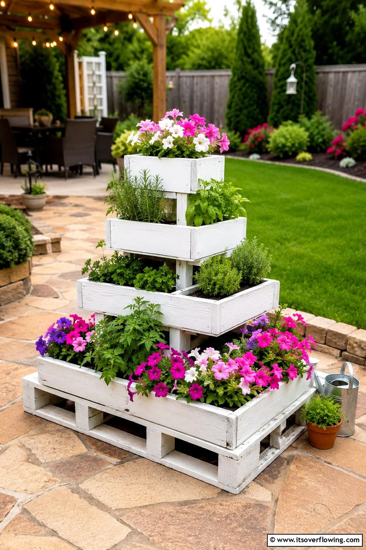 DIY Upcycled Tiered Planter - 30 Tiered Garden Ideas for Sloped Yards and Visual Interest