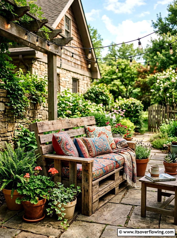 DIY Wood Pallet Bench - 25 garden decor ideas with benches