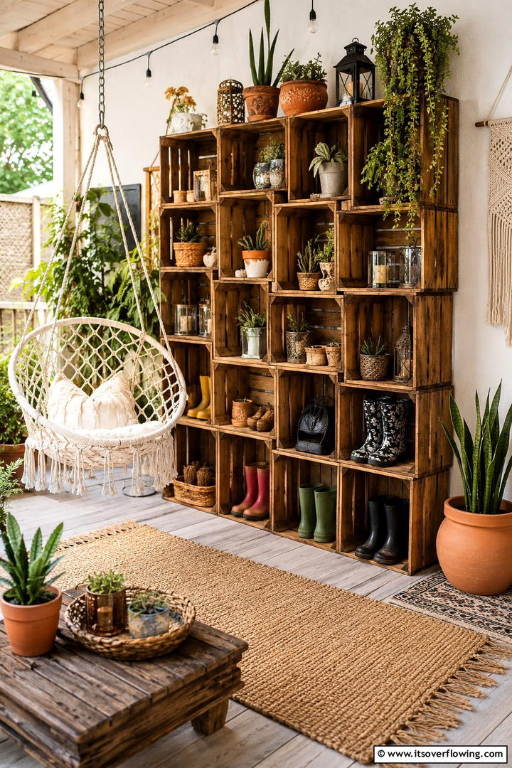 DIY Wooden Crate Storage - 30 Practical Outdoor Storage Ideas for a Tidy Yard