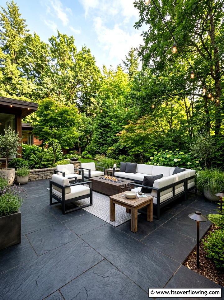 Dark Charcoal Stone Patio - 25 garden design ideas with bold contrast