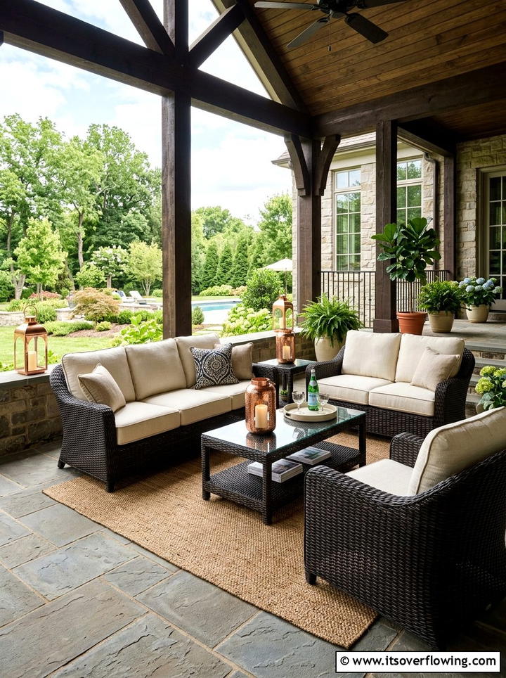 Dark Espresso Wicker Set - 25 front porch ideas with wicker furniture