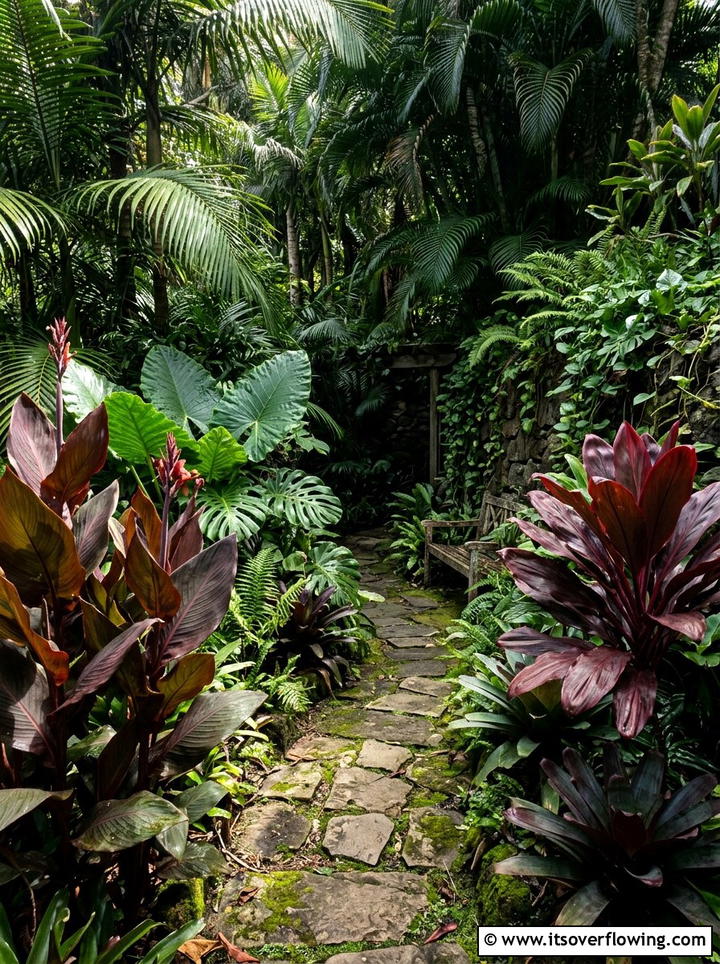 Dark Foliage Tropical Garden - 25 garden design ideas with monochrome plants