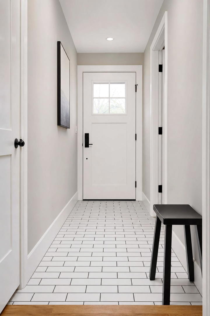 Dark Grout with Light Tiles for Contrast - 20 Stylish Small Entryway Tile Floor Ideas