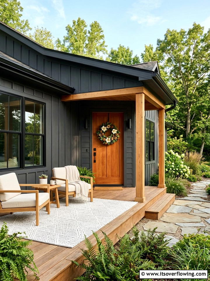 Dark Siding House Porch - 25 front porch decor ideas with magnolia wreath