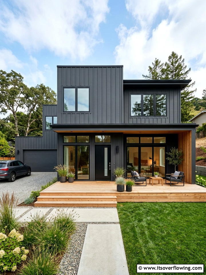 Dark house siding - 25 front porch ideas with modern style