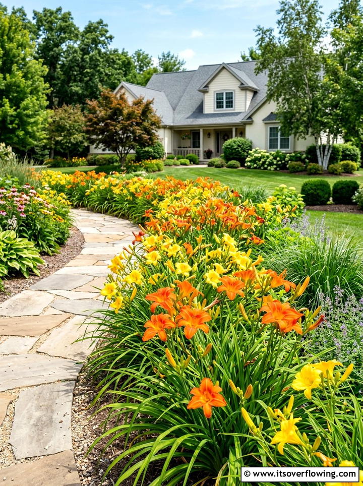 Daylily border - 25 garden ideas for clay soil