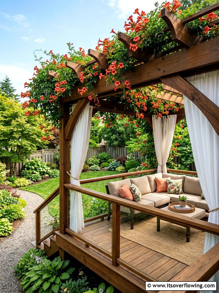 Deck Pergola With Bignonia - 25 garden design ideas with pergola and vines
