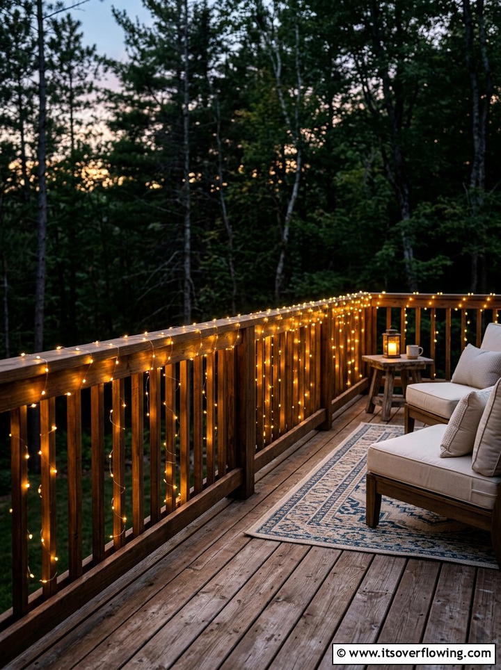 Deck Railing Lights - 25 cheap garden ideas with string lights