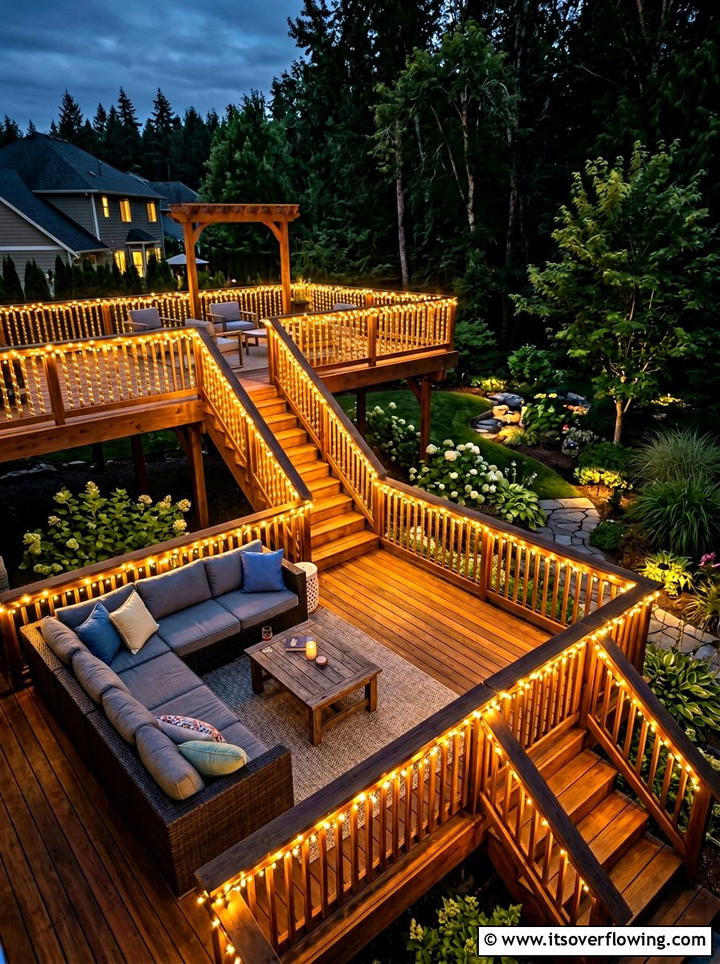 Deck Railing Lights - 25 garden decor ideas with holiday lights