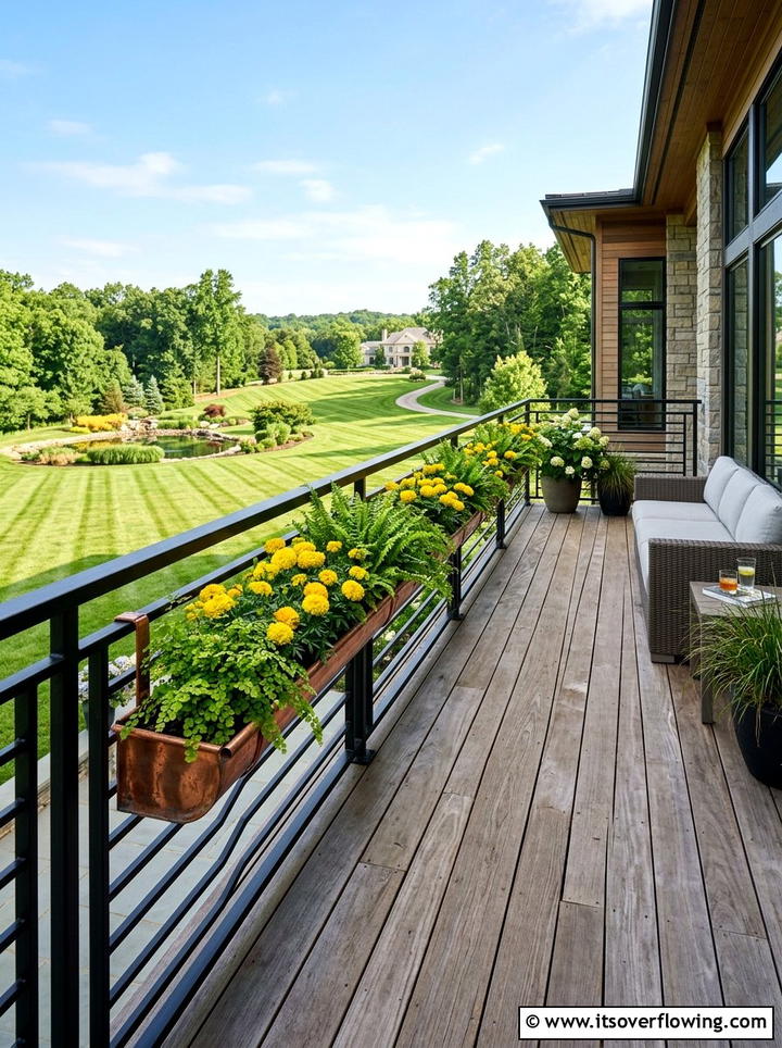 Deck Railing Planter Box - 25 upcycled garden ideas with rain gutters