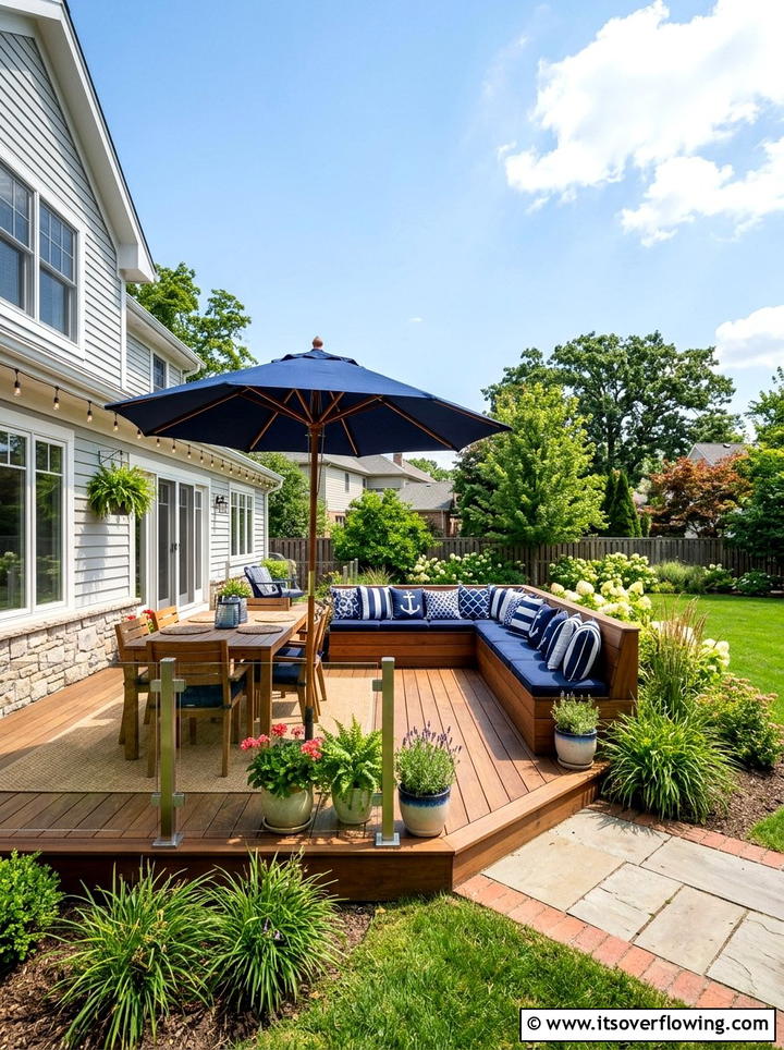 Deck Seating Area - 25 garden decor ideas with throw pillows