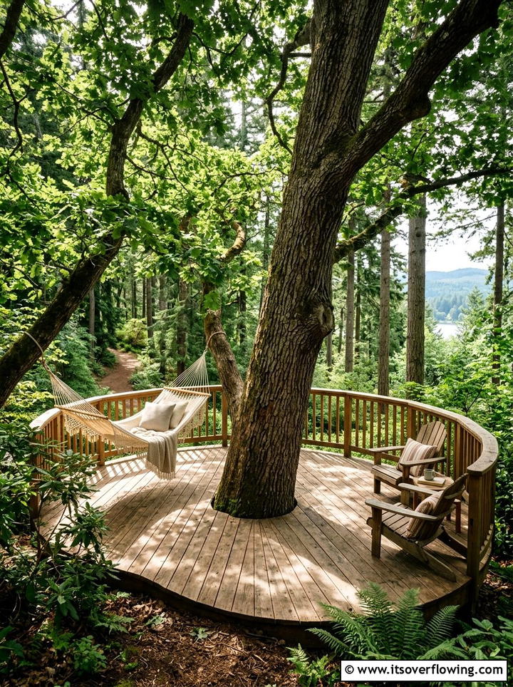 Deck Under Tree Canopy - 25 backyard ideas with wood deck