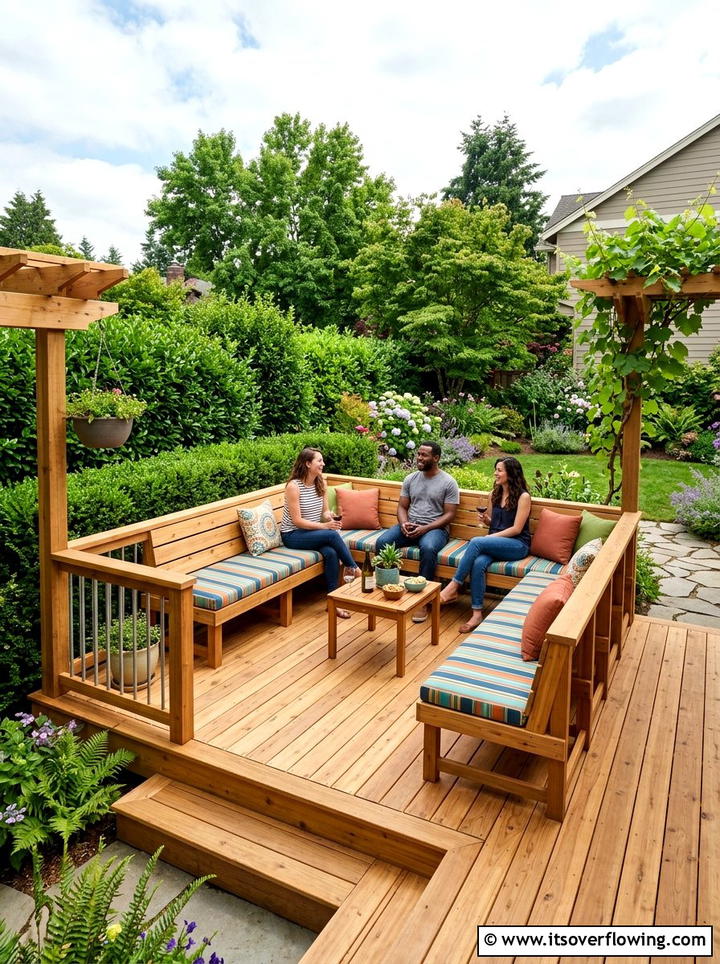 Deck With Integrated Bench Seating - 25 garden ideas with deck