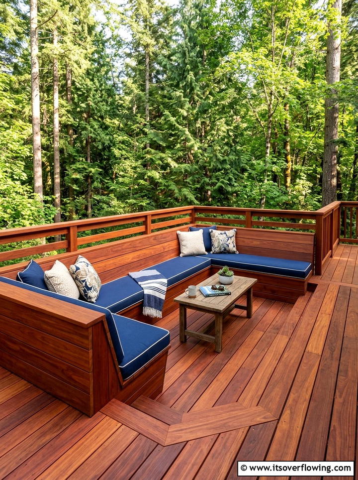 Deck Wrap Around Seating - 25 backyard ideas with built in seating