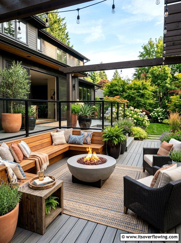 Deck fire pit area - 25 garden design ideas for fire pit corners