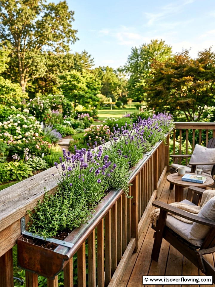 Deck railing gutter - 25 garden ideas with rain gutters