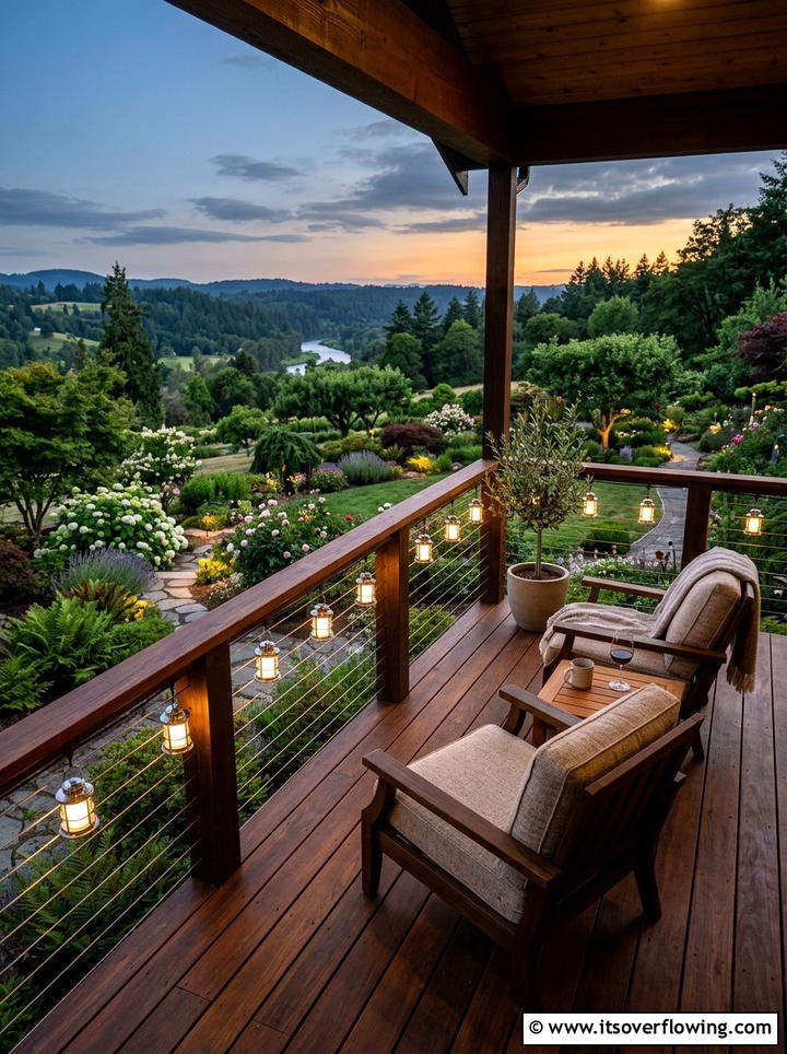 Deck railing lighting - 25 backyard decorating ideas with hanging lights