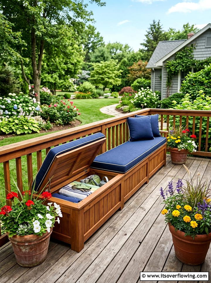 Deck storage bench - 25 garden decor ideas for decks