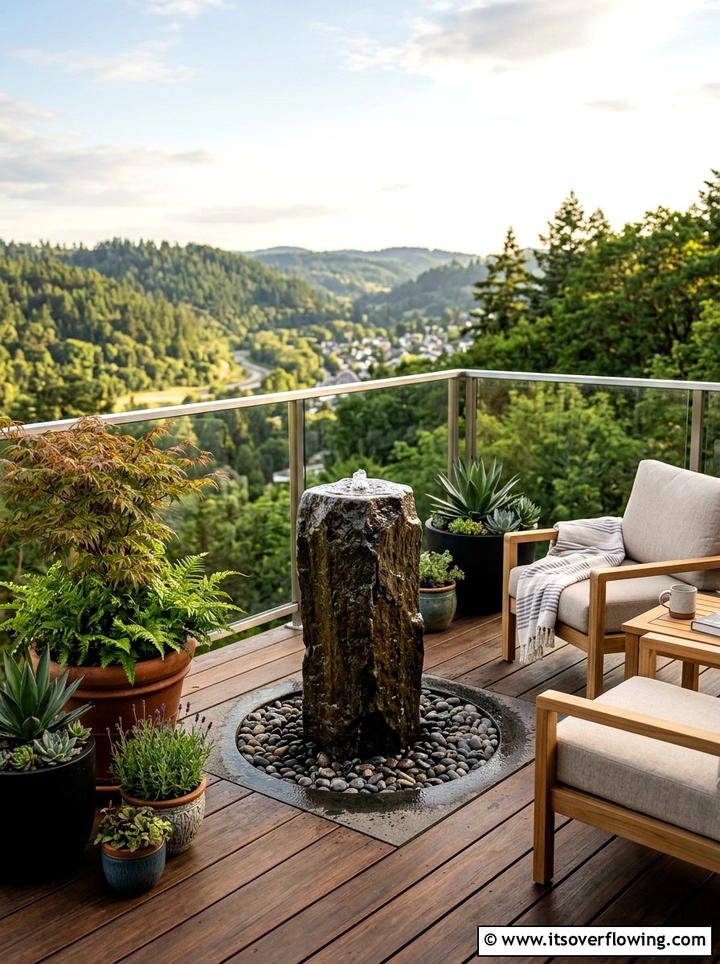 Deck water feature - 25 garden ideas with water features