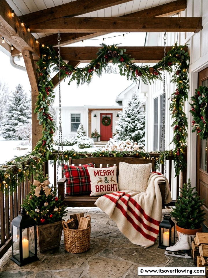 Decorated Porch Swing - 25 front porch decor ideas for christmas