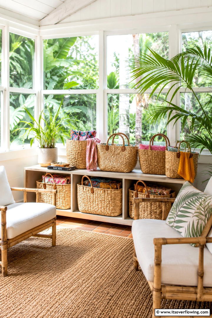 Decorative Basket Purse Storage - 30 Practical Purse Storage Ideas to Organize Handbags
