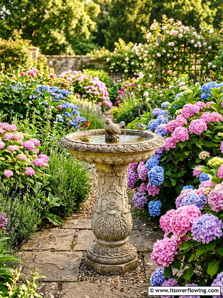 Decorative Bird Bath - 25 garden decor ideas for large gardens