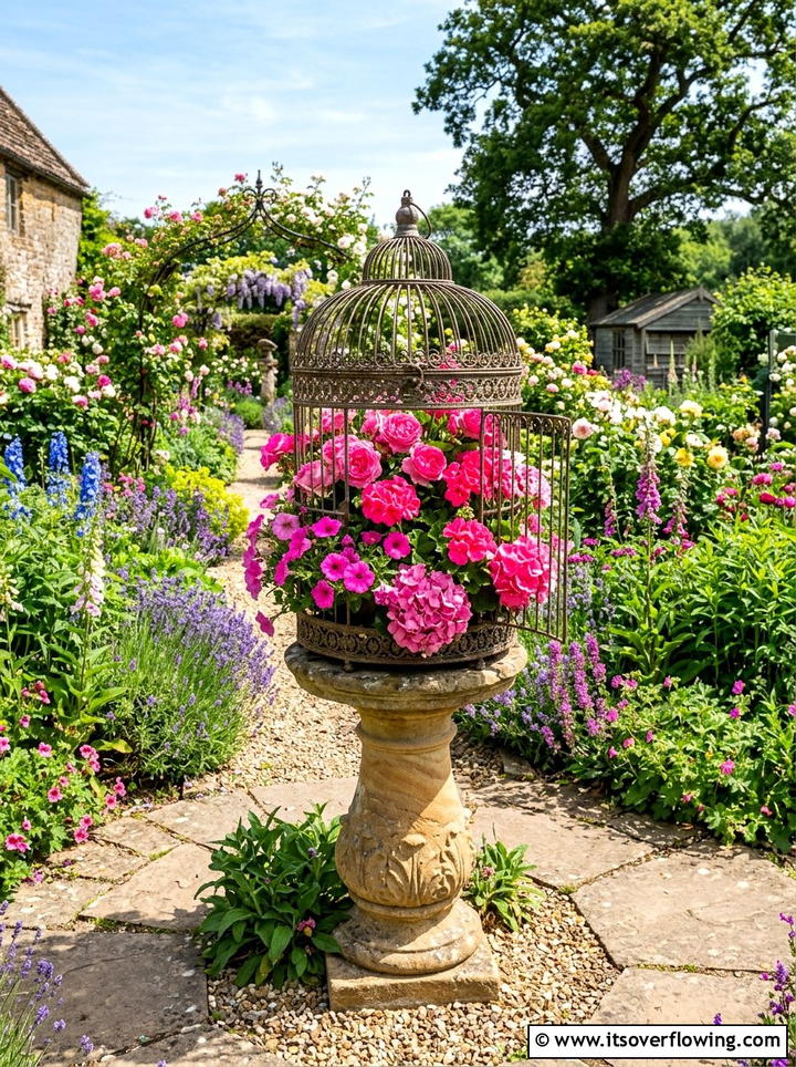 Decorative Birdcage Accent - 25 backyard decorating ideas with garden party style