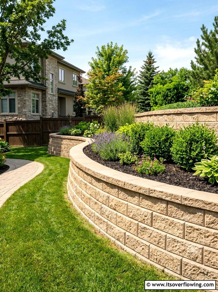 Decorative Block Retaining Wall - 25 backyard ideas with retaining wall