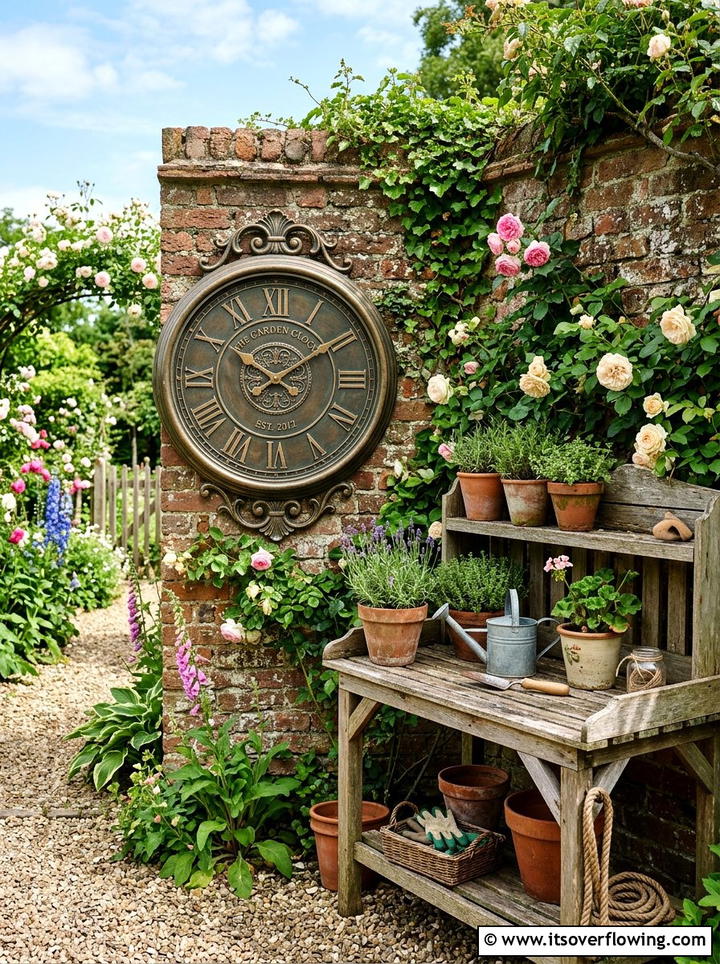 Decorative Garden Clock - 25 backyard decorating ideas with wall decor
