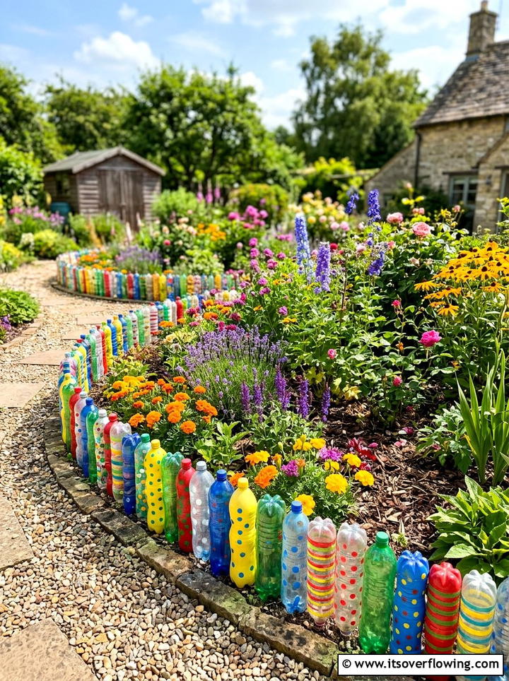 Decorative Garden Fence - 25 upcycled garden ideas with plastic bottles