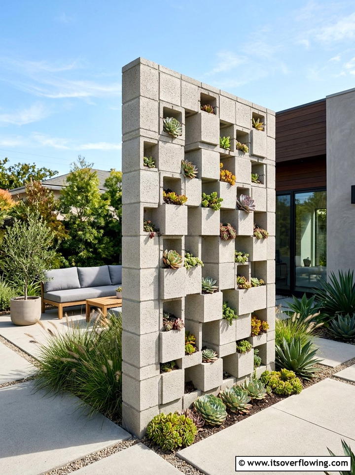 Decorative Garden Wall For Privacy - 25 cheap garden ideas with cinder blocks