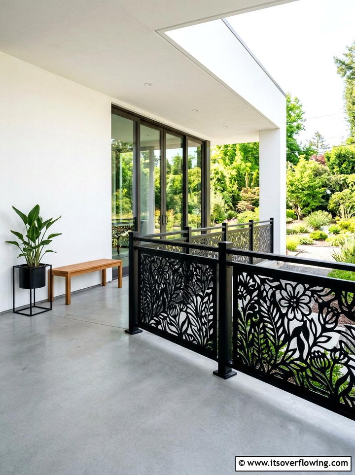 Decorative Laser Cut Metal Railing - 25 front porch ideas with railings