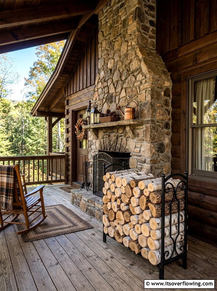 Decorative Log Pile - 25 front porch decor ideas for winter