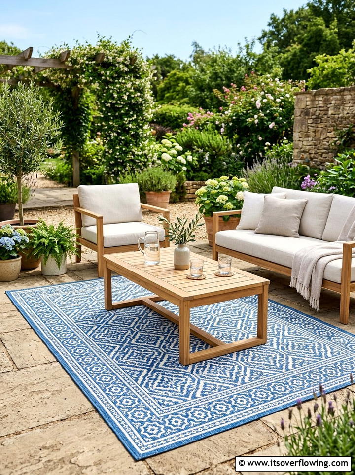 Decorative Outdoor Rug - 25 small garden ideas for townhouses