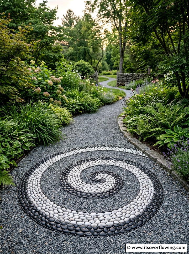 Decorative Pebble Mosaic - 25 small garden ideas with gravel